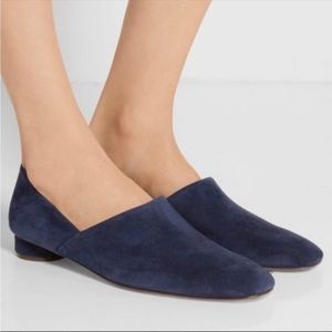 The Row Blue Noelle Suede Collapsible Loafers